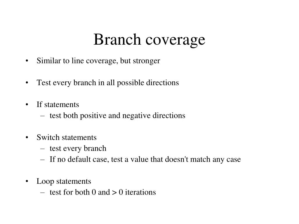 branch coverage
