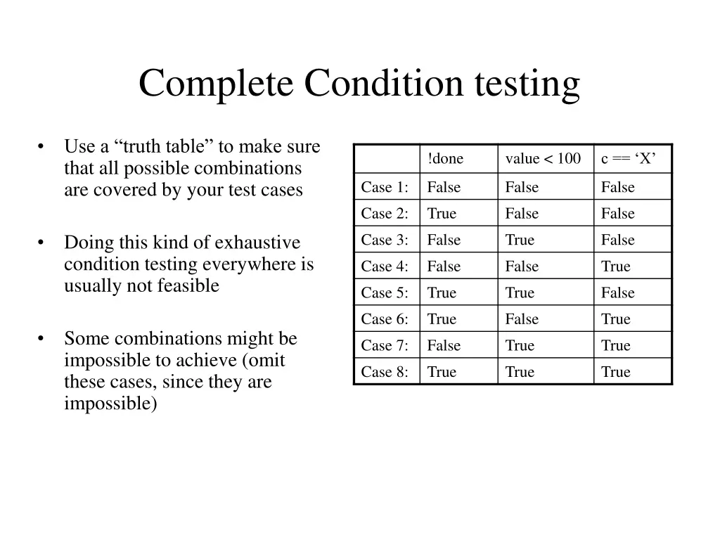 complete condition testing 1