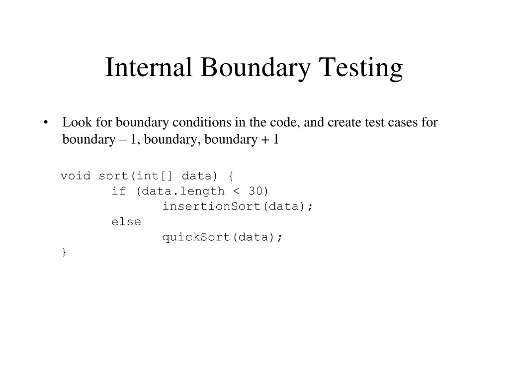 internal boundary testing