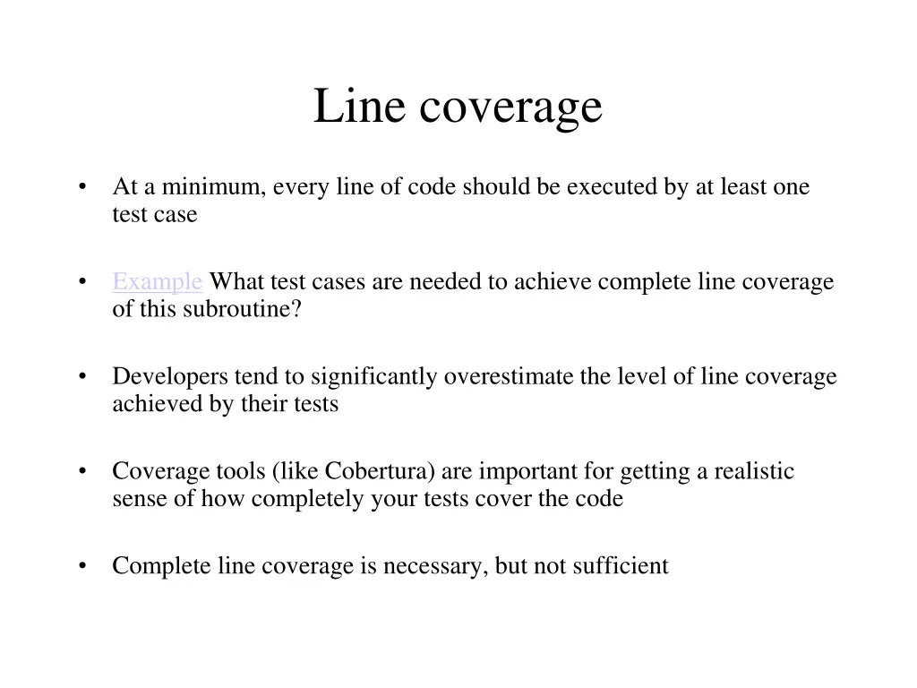 line coverage