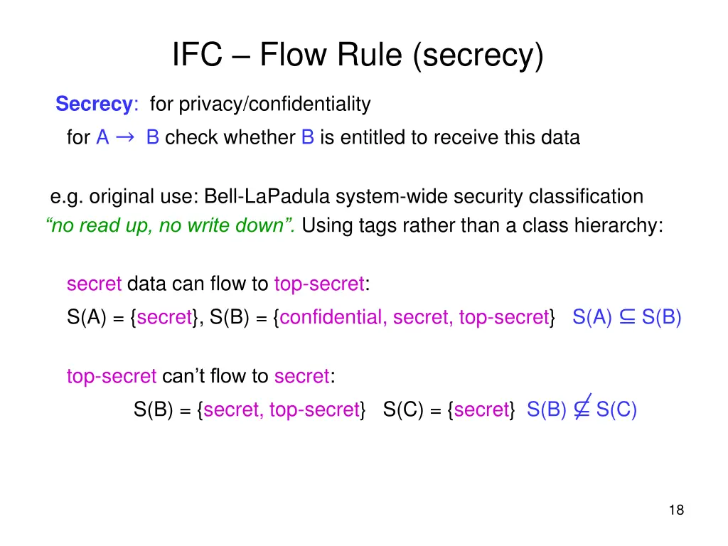 ifc flow rule secrecy