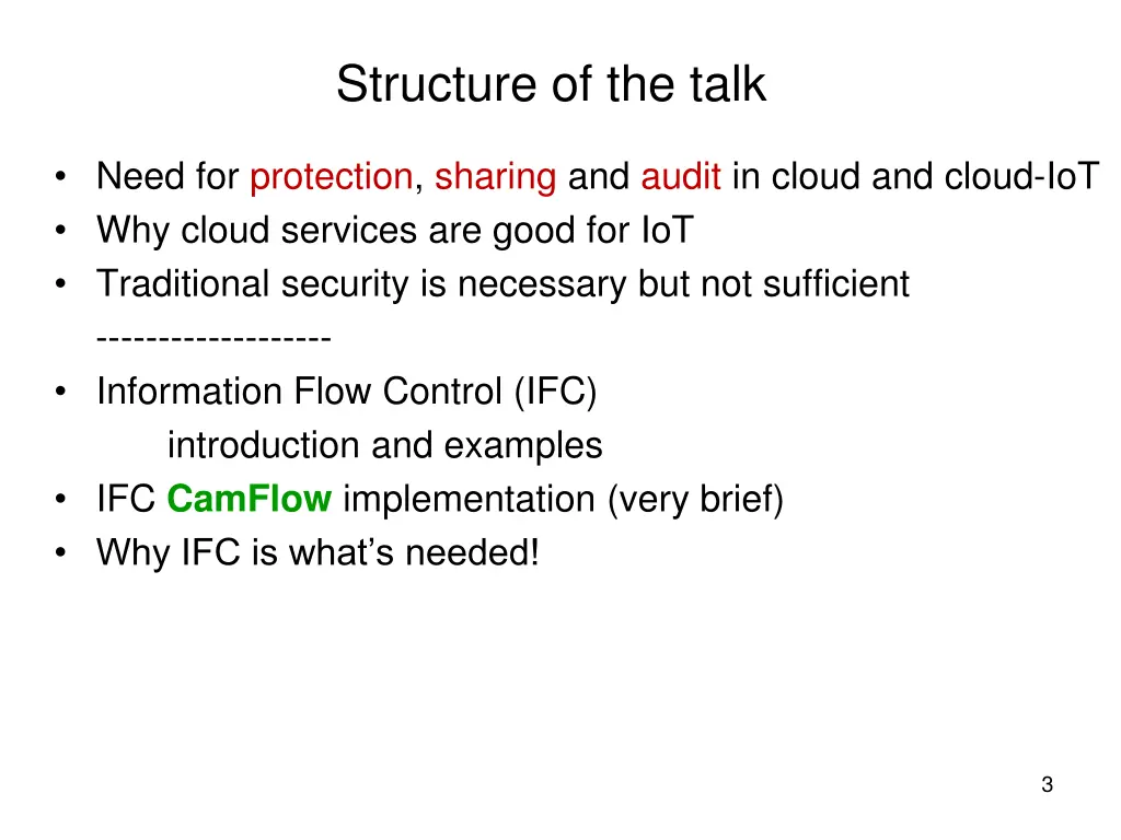 structure of the talk