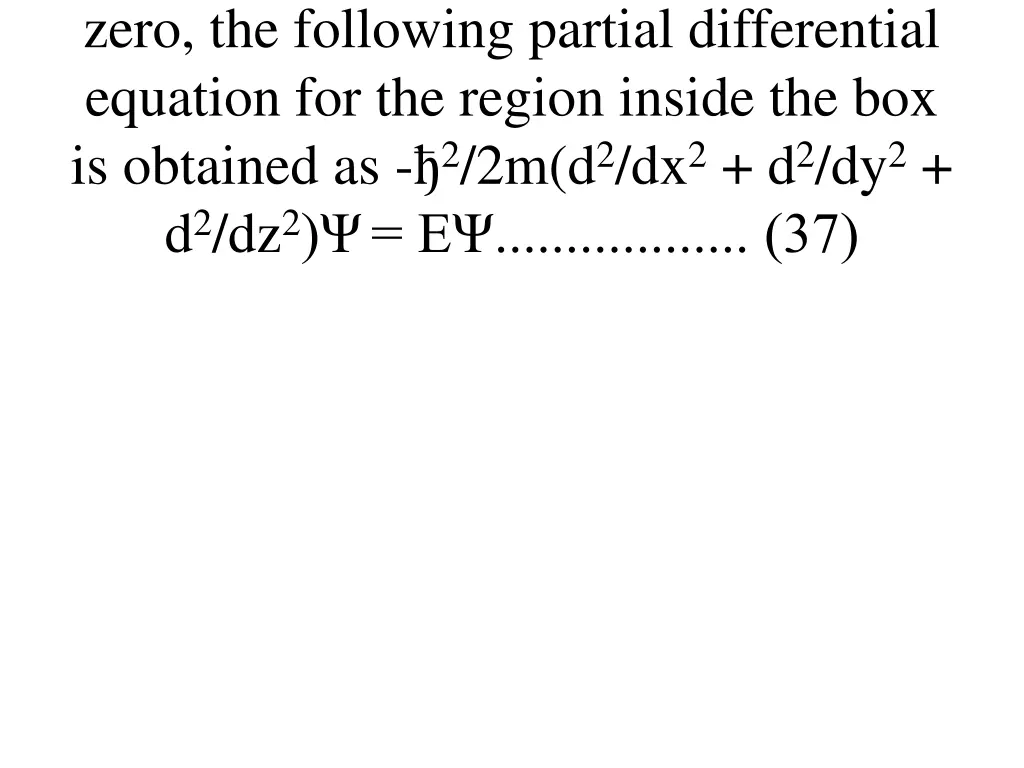 zero the following partial differential equation