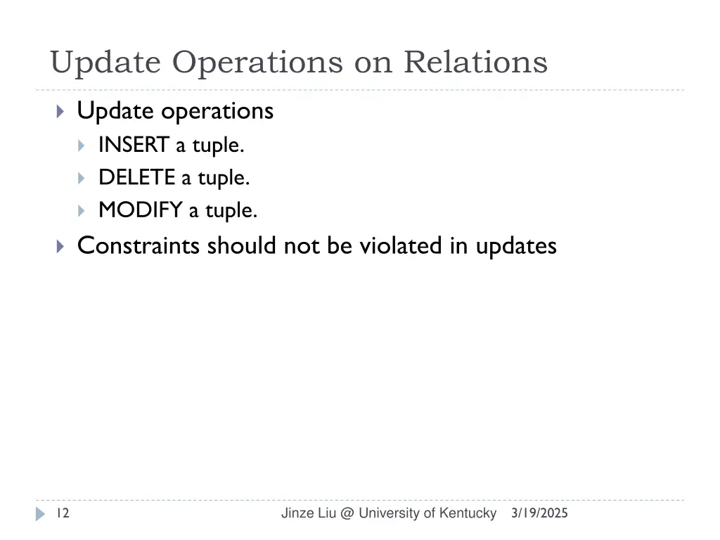 update operations on relations
