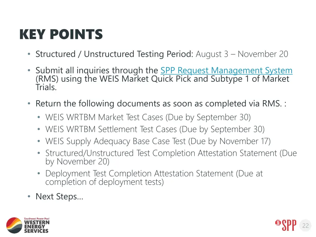 key points structured unstructured testing period