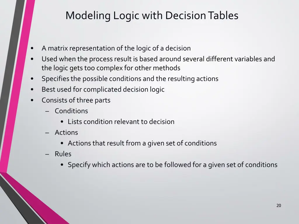 modeling logic with decision tables