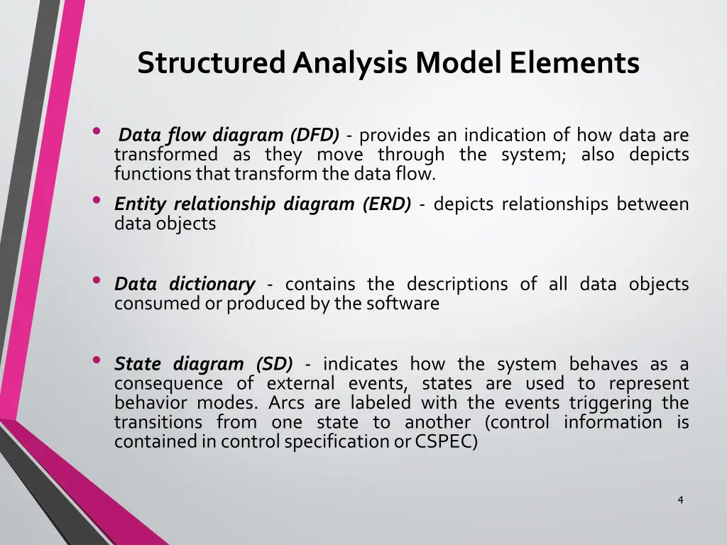structured analysis model elements