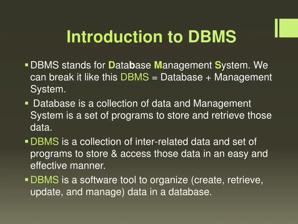 introduction to dbms