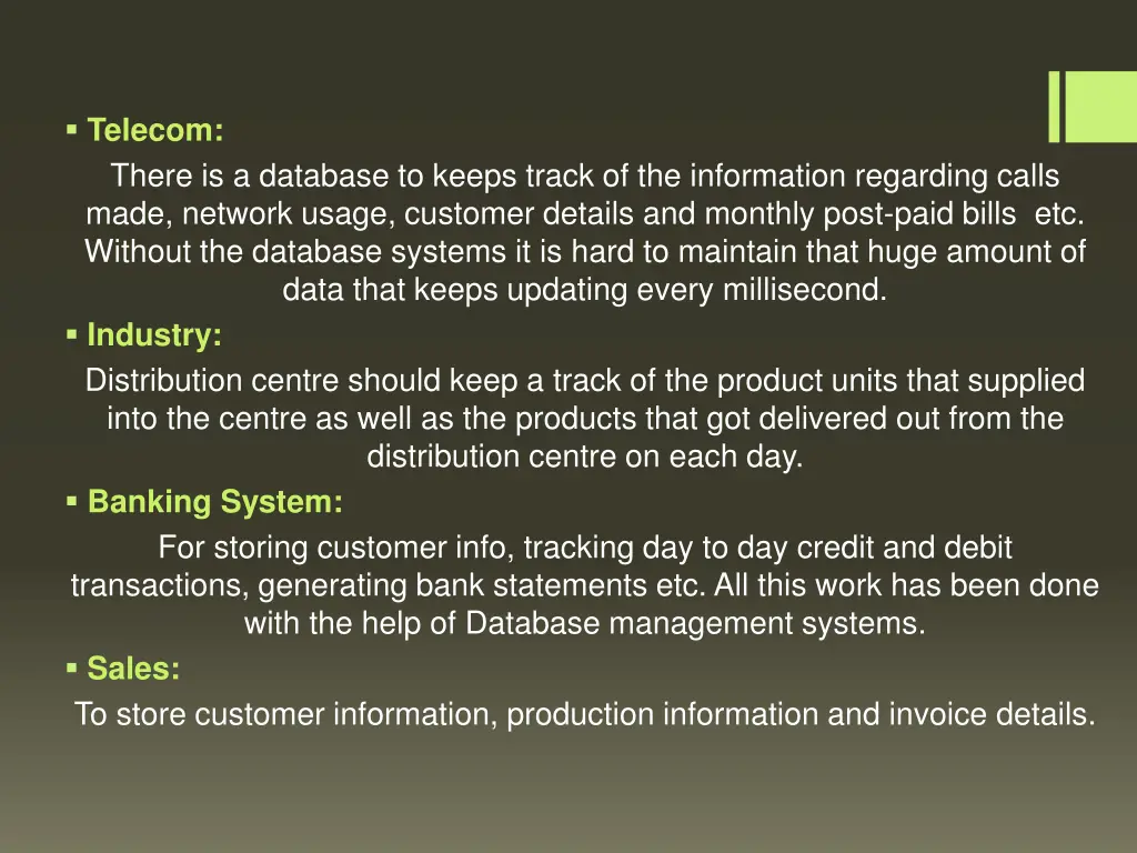 telecom there is a database to keeps track
