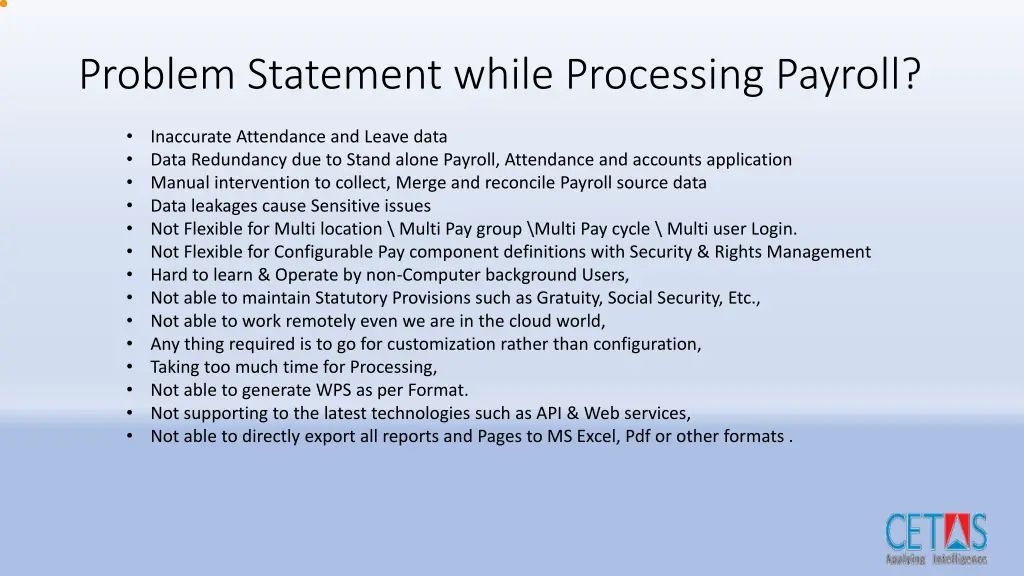 problem statement while processing payroll