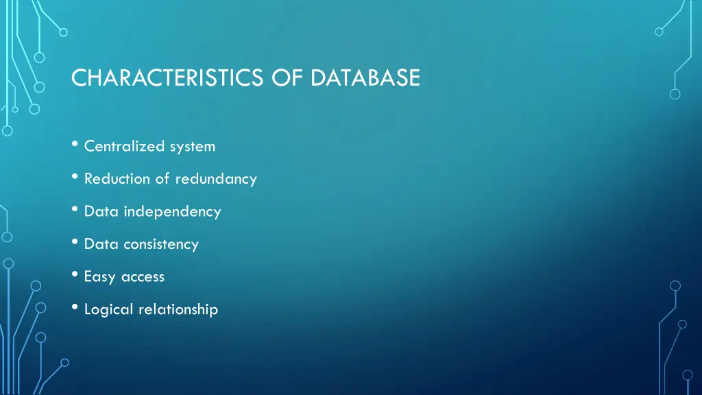 characteristics of database