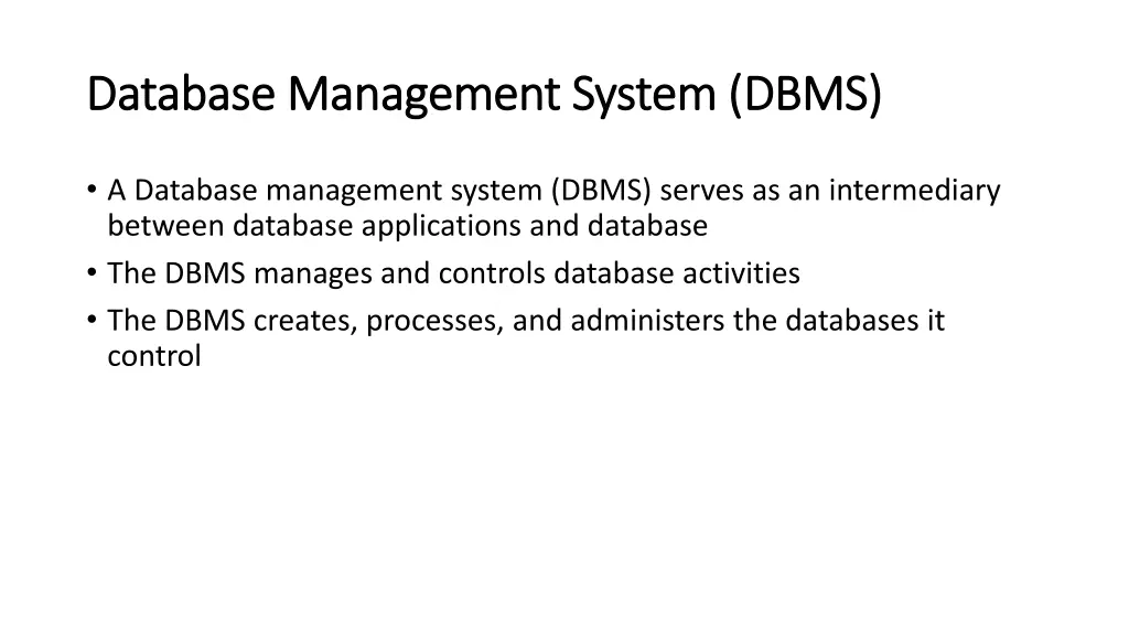 database management system dbms database