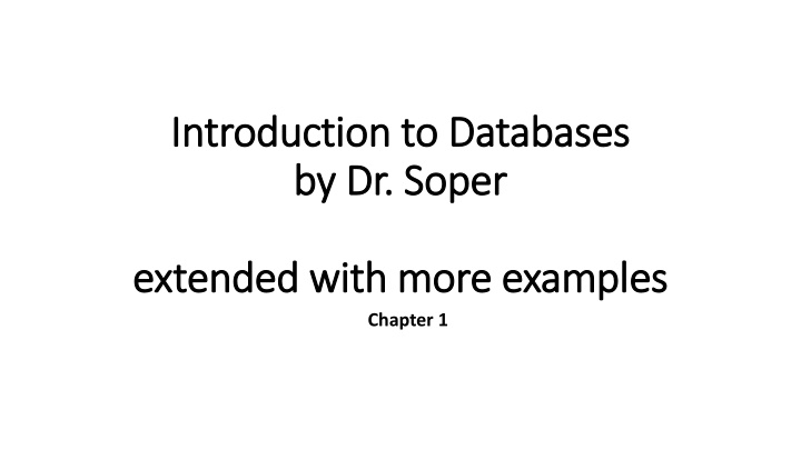 introduction to databases introduction