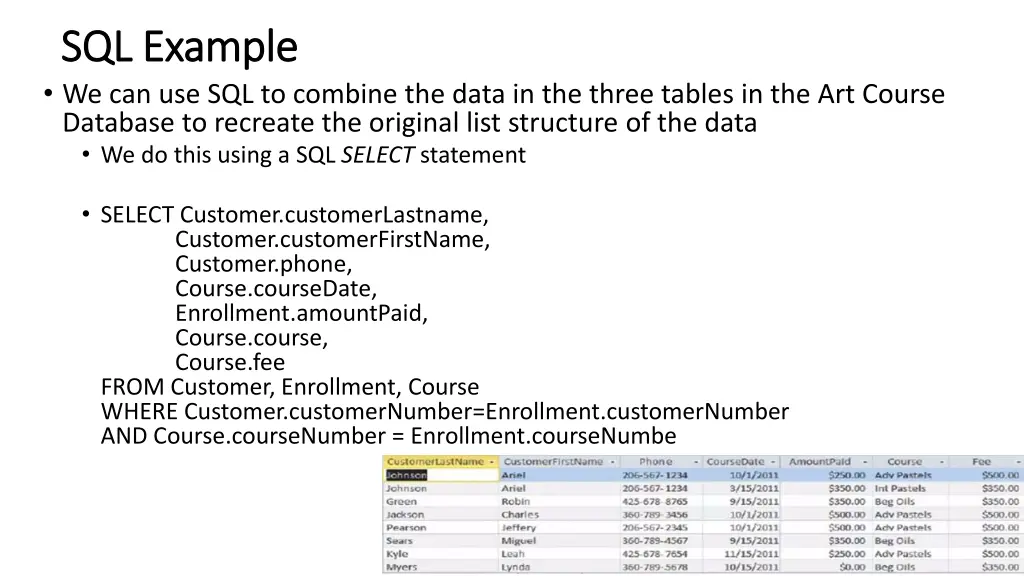 sql example sql example we can use sql to combine