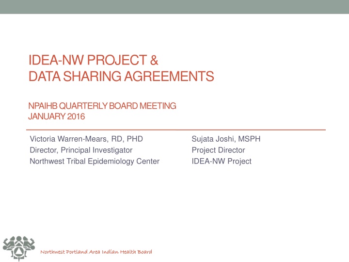 idea nw project data sharing agreements