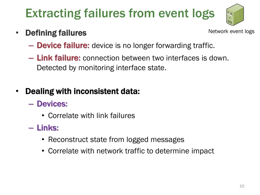 extracting failures from event logs