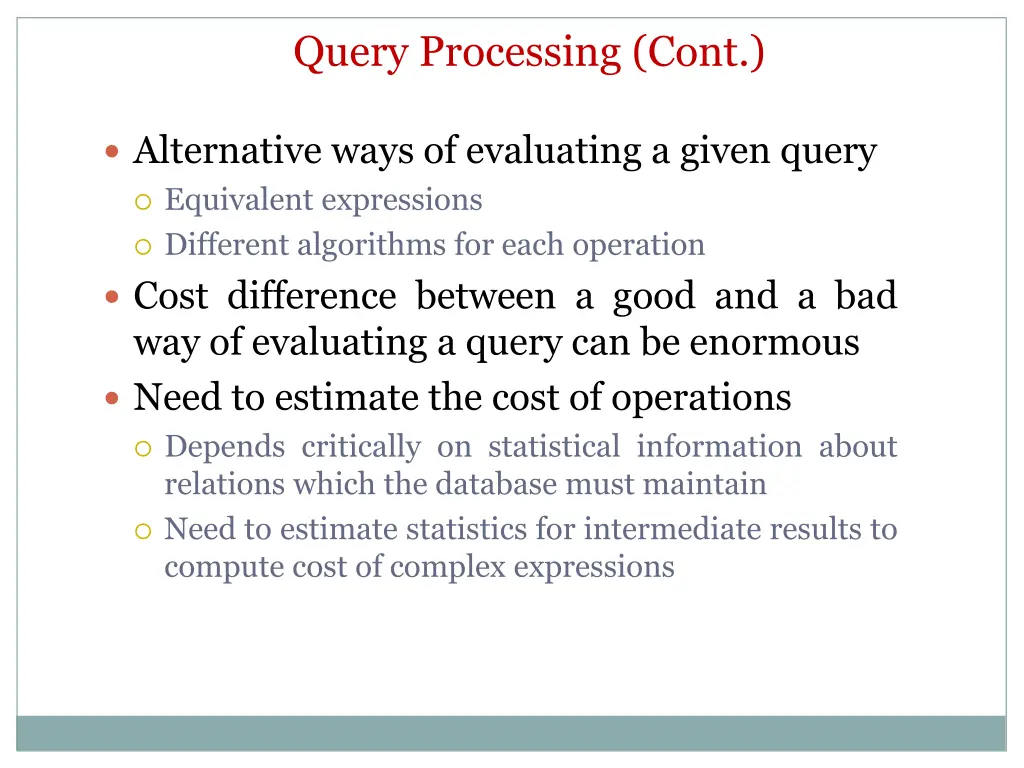 query processing cont