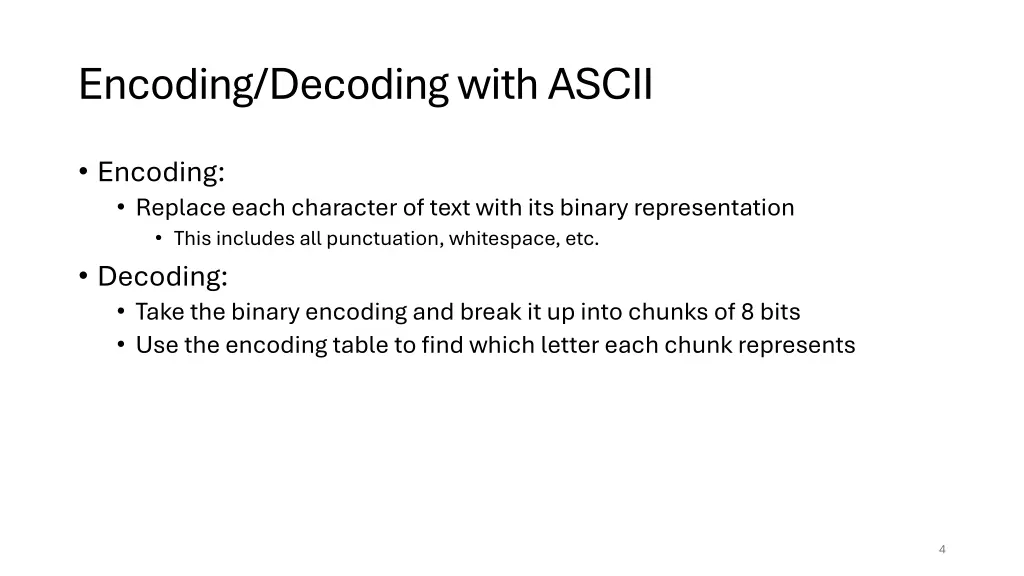 encoding decoding with ascii