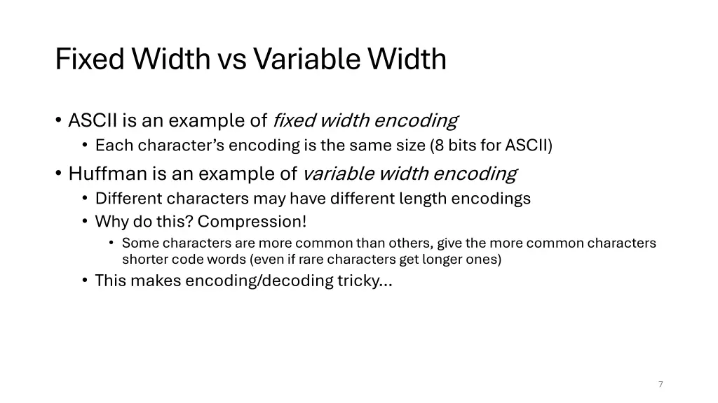 fixed width vs variable width