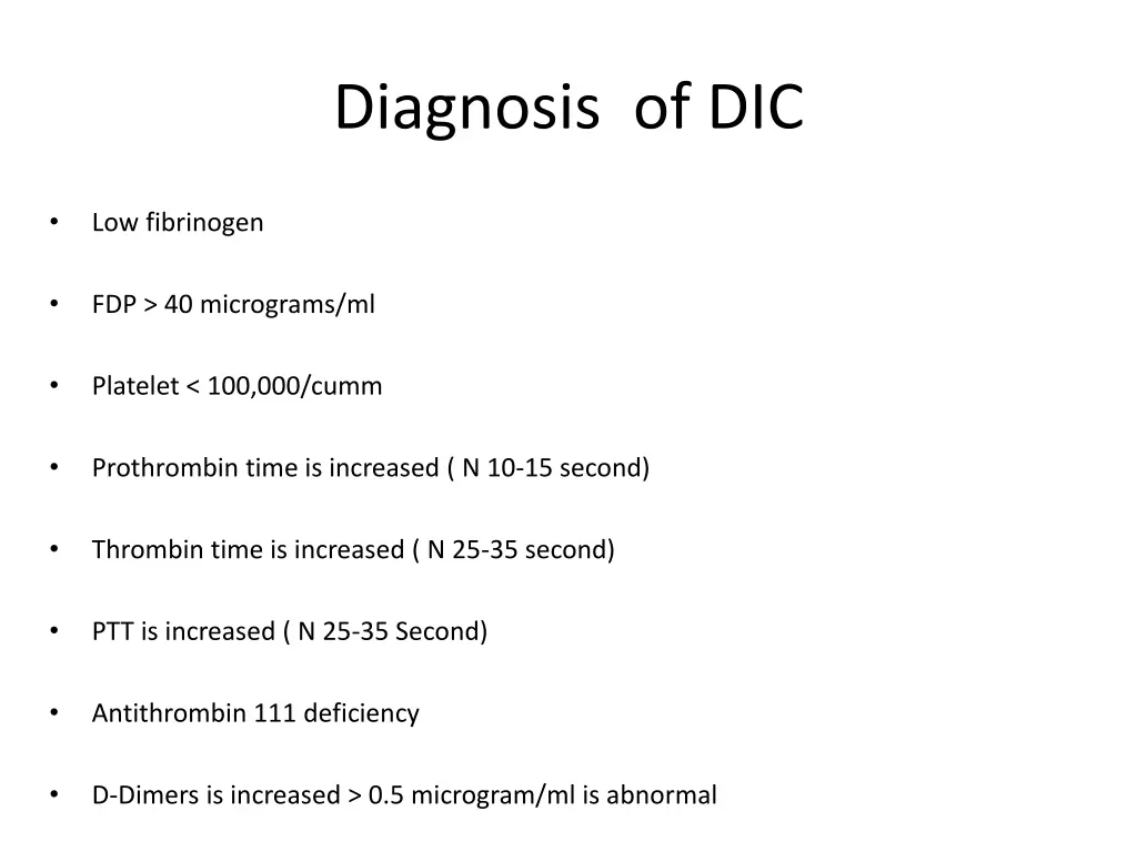 diagnosis of dic 1