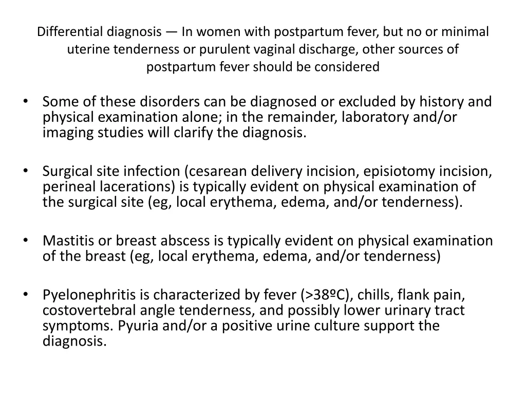 differential diagnosis in women with postpartum 1