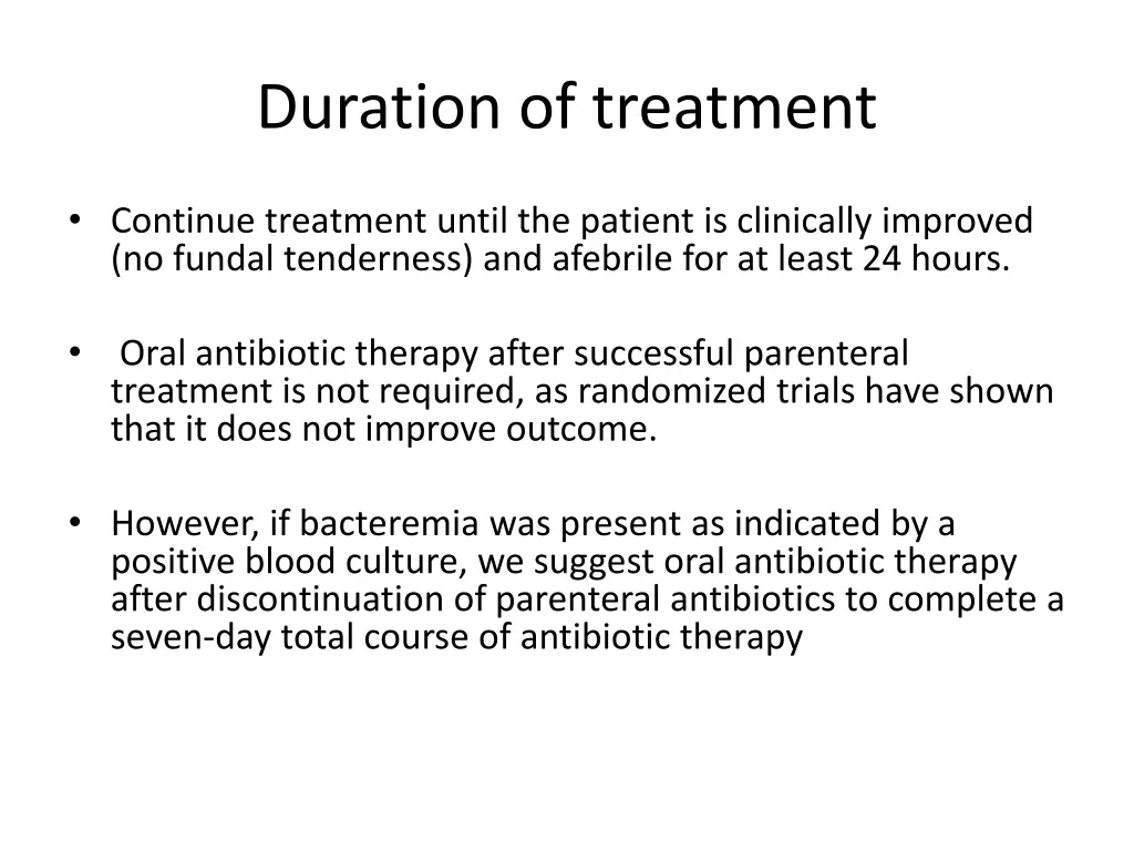 duration of treatment