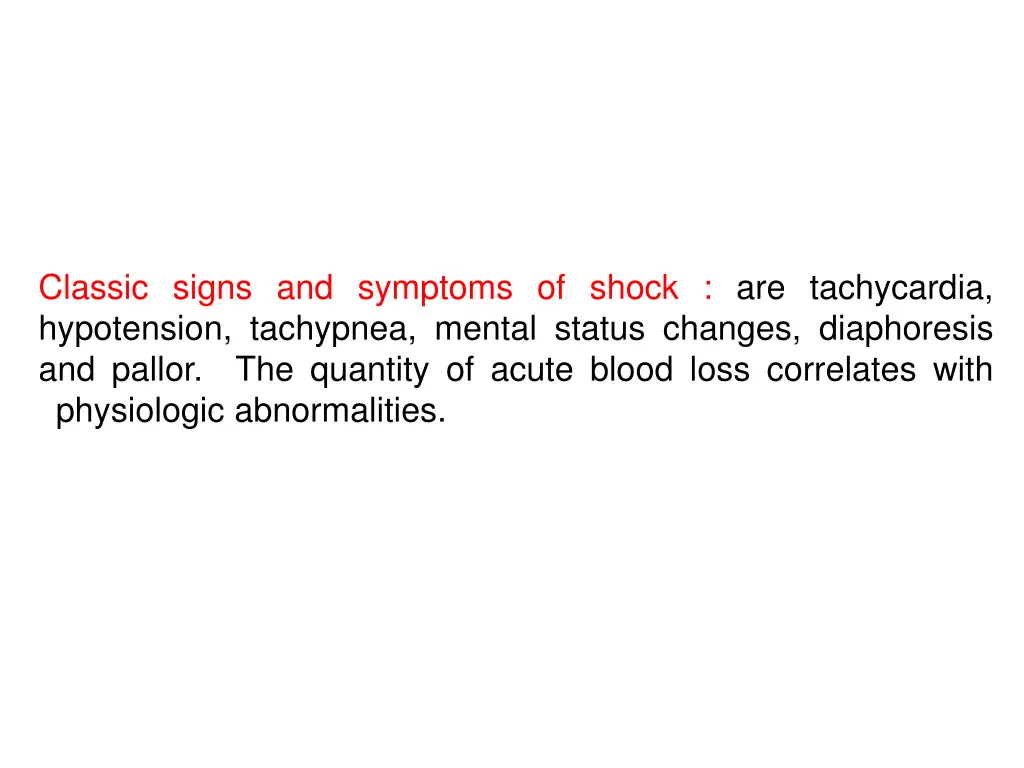 classic signs and symptoms of shock