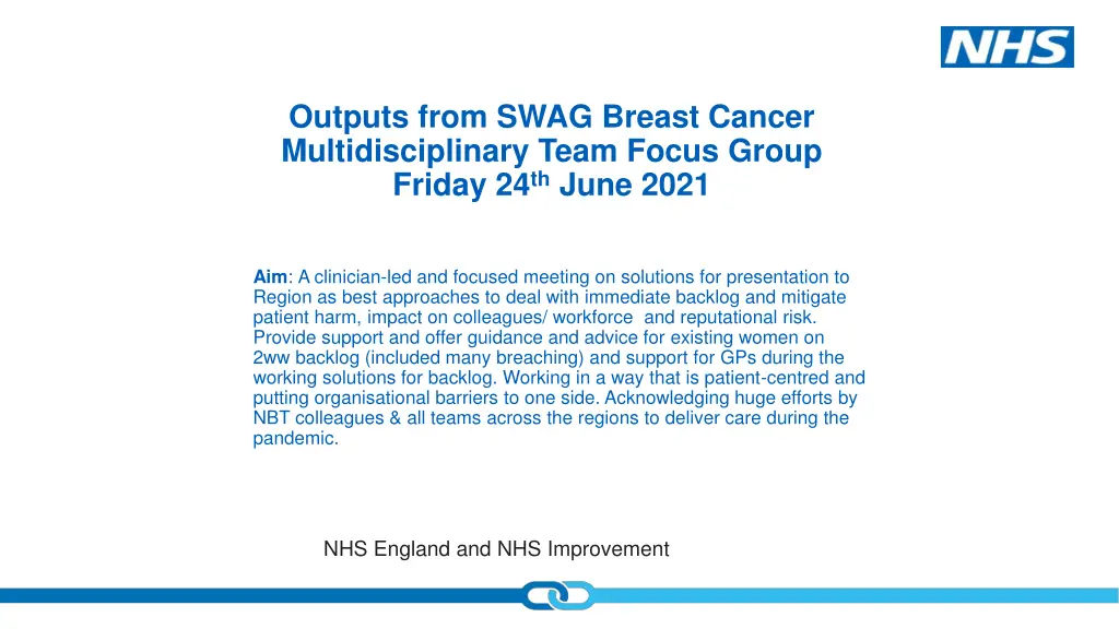outputs from swag breast cancer multidisciplinary