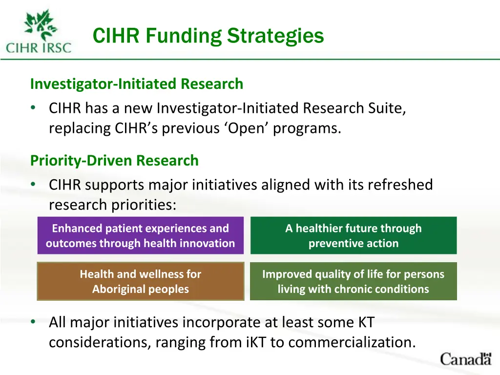 cihr funding strategies