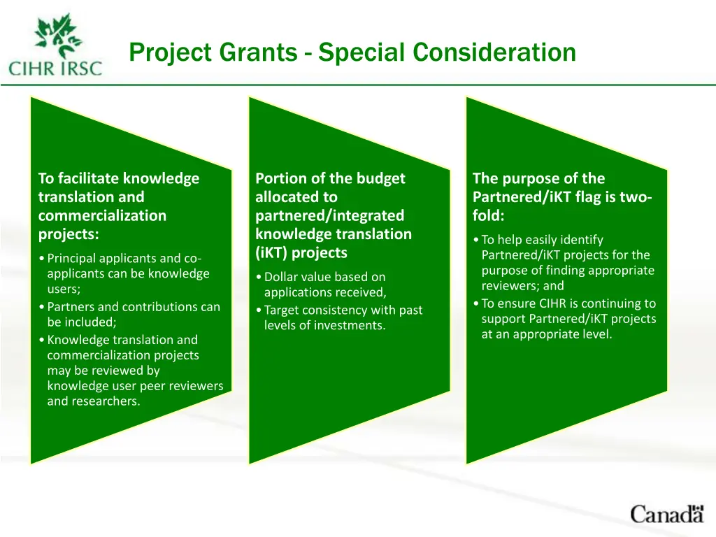 project grants special consideration