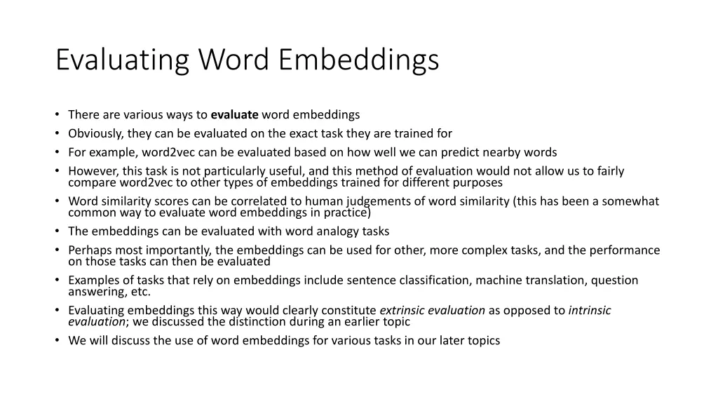 evaluating word embeddings