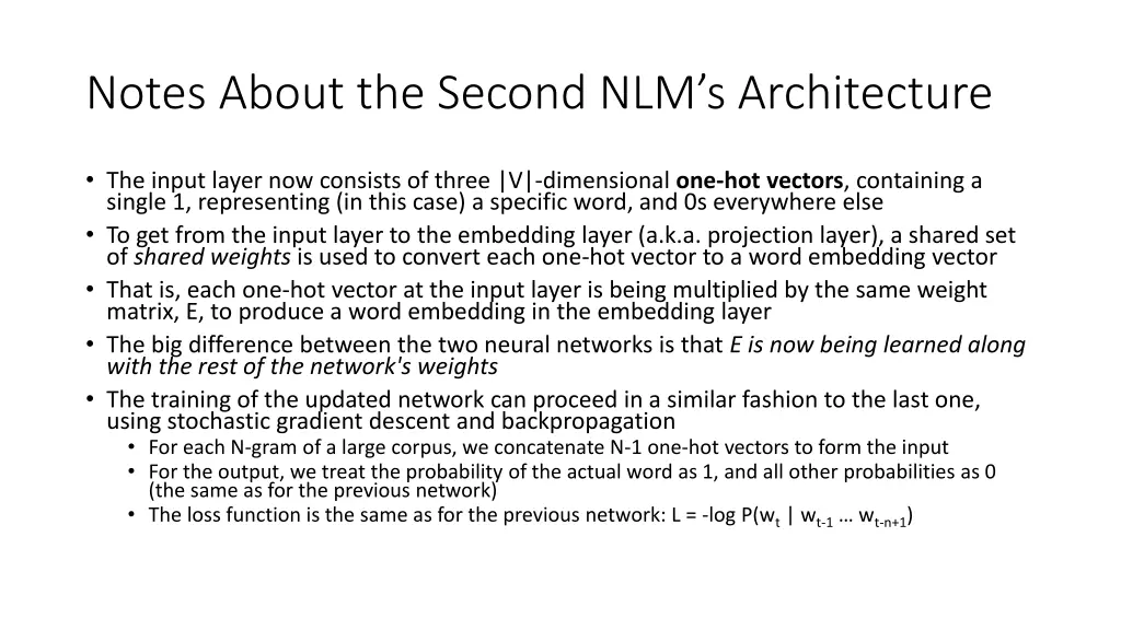 notes about the second nlm s architecture