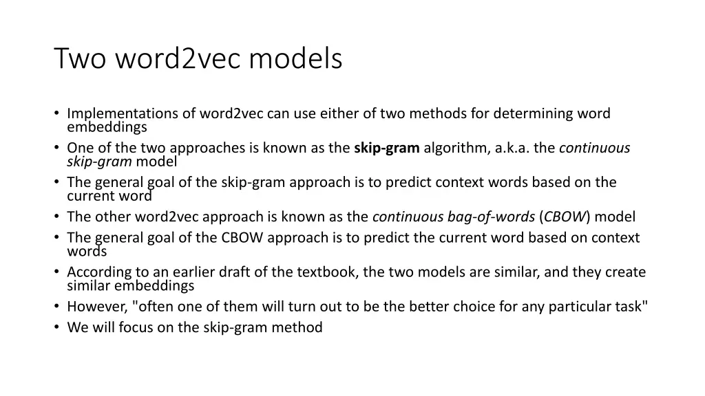 two word2vec models