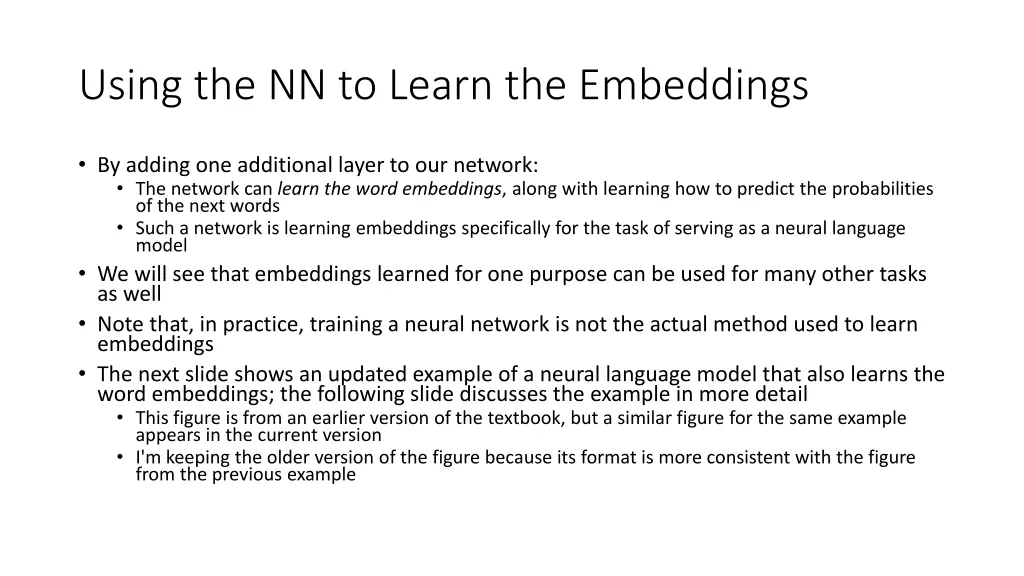 using the nn to learn the embeddings
