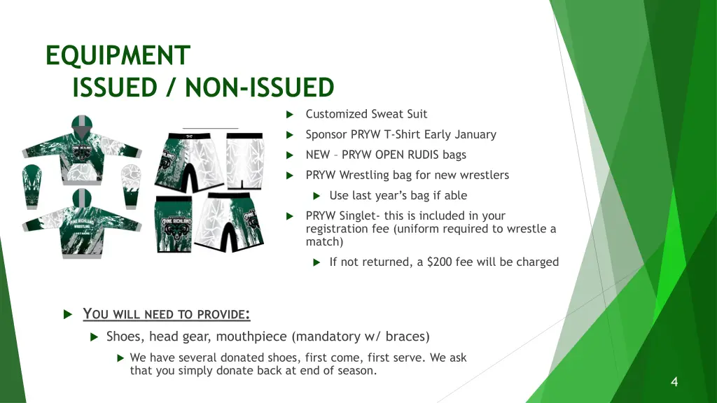 equipment issued non issued