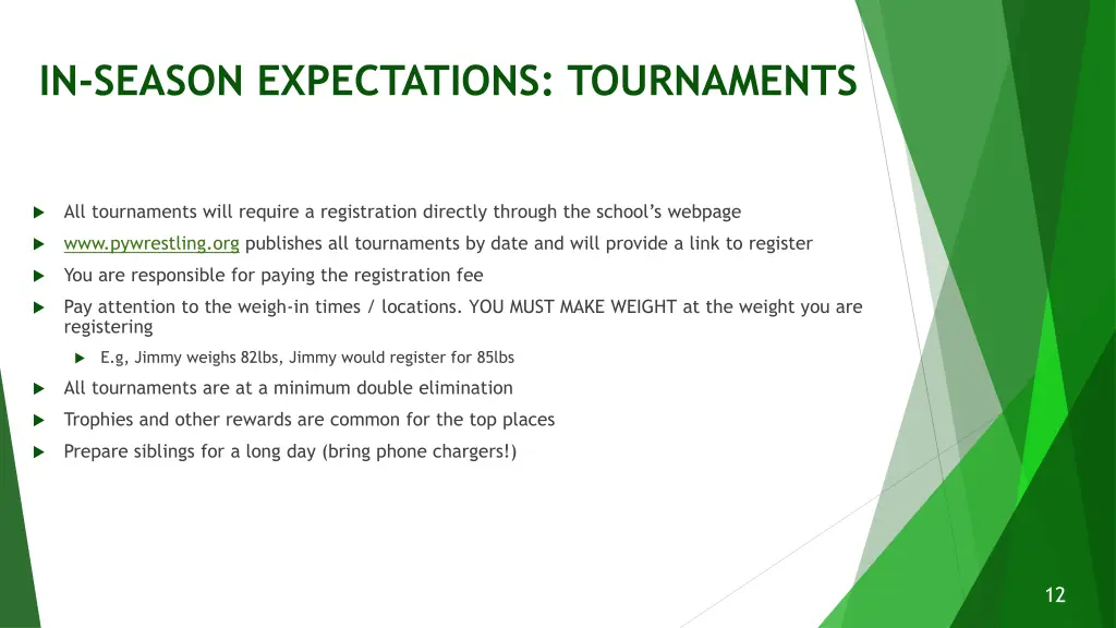 in season expectations tournaments