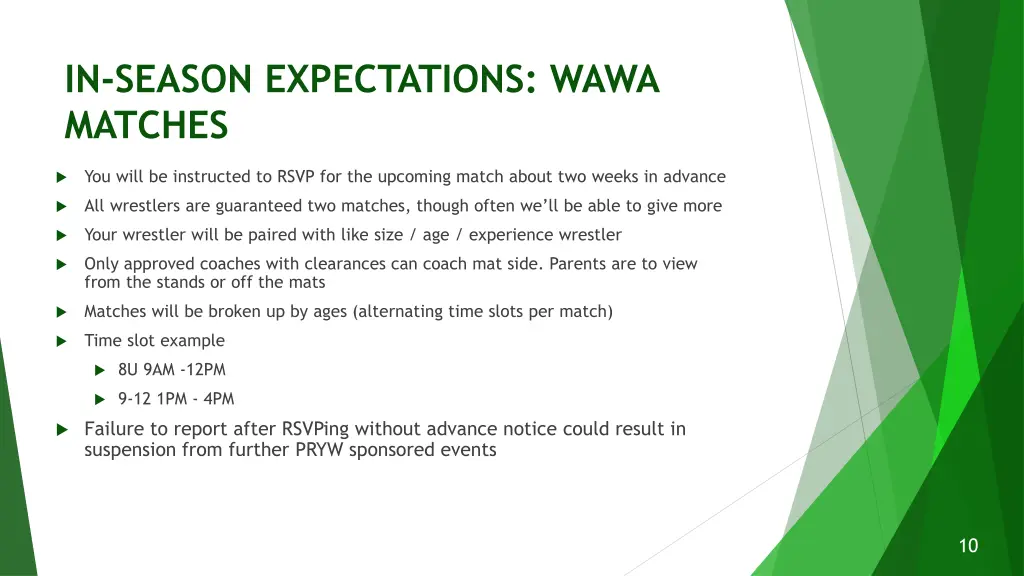 in season expectations wawa matches