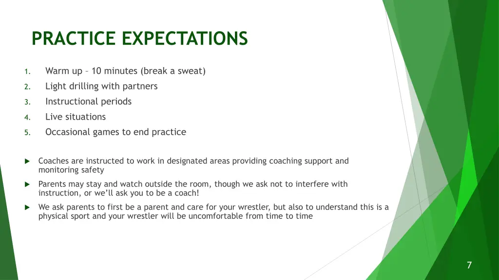 practice expectations