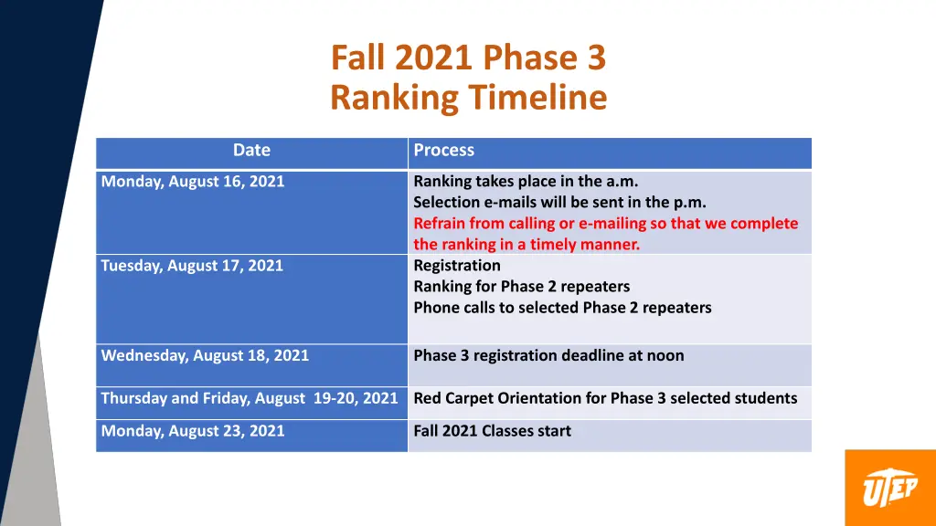 fall 2021 phase 3 ranking timeline