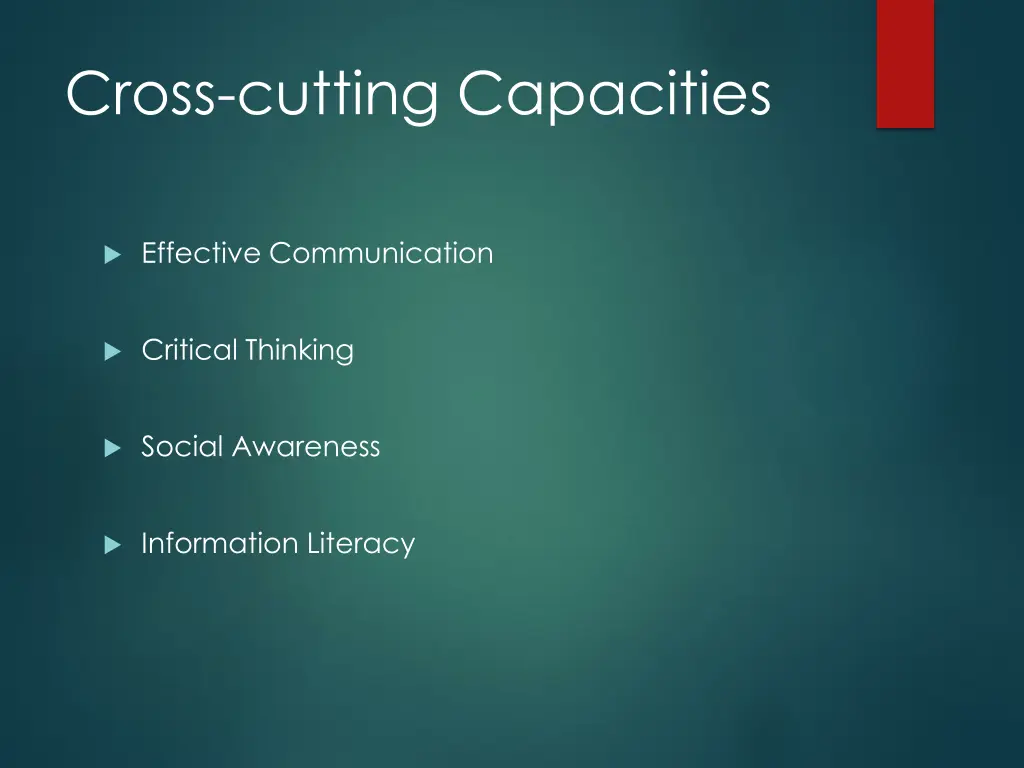 cross cutting capacities