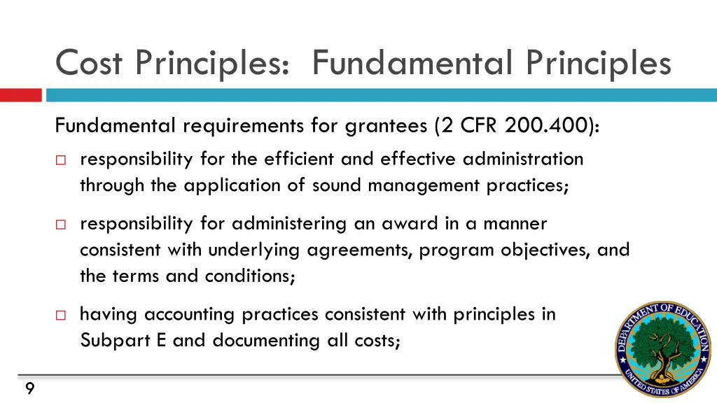 cost principles fundamental principles