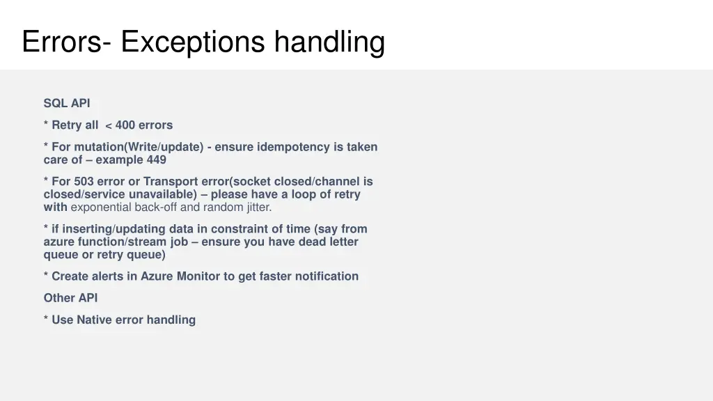 errors exceptions handling
