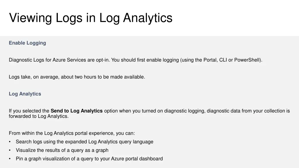 viewing logs in log analytics
