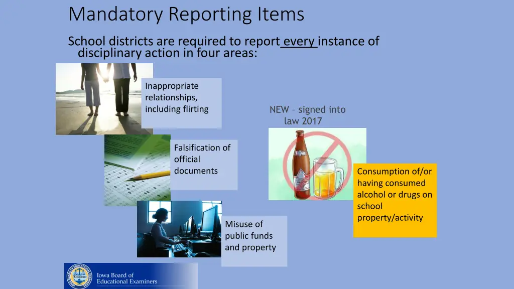 mandatory reporting items