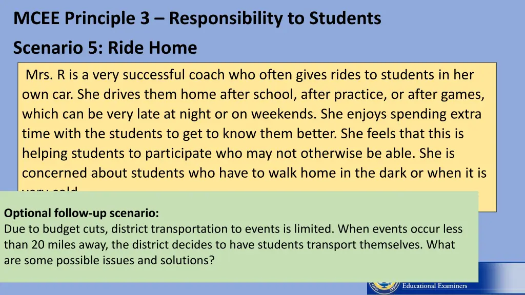 mcee principle 3 responsibility to students 1