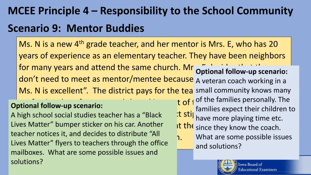 mcee principle 4 responsibility to the school