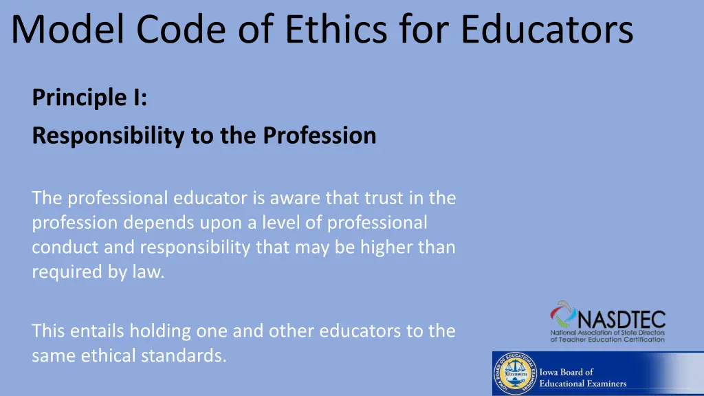 model code of ethics for educators 1