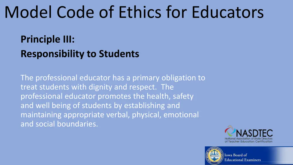 model code of ethics for educators 3