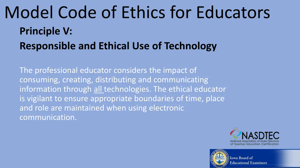 model code of ethics for educators principle 3