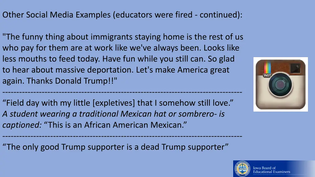 other social media examples educators were fired 2